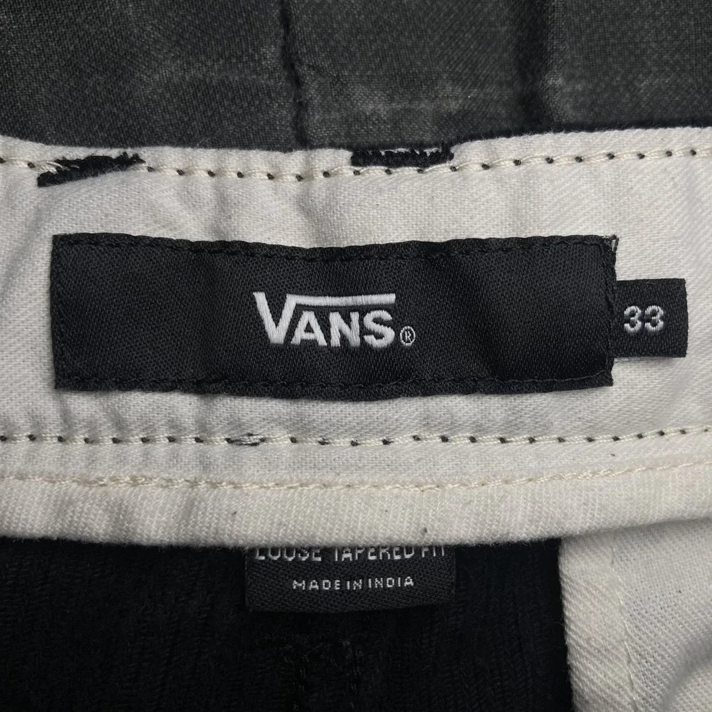 Vans Pants Mens Medium 33x30 Black Corduroy Loose Tapered Fit Skater Streetwear - Picture 8 of 9